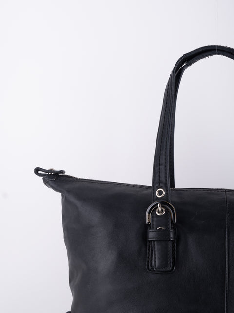 COACH Vintage Black Leather Tote Bag