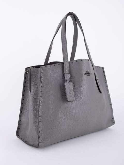 Coach Grey Leather Tote Bag