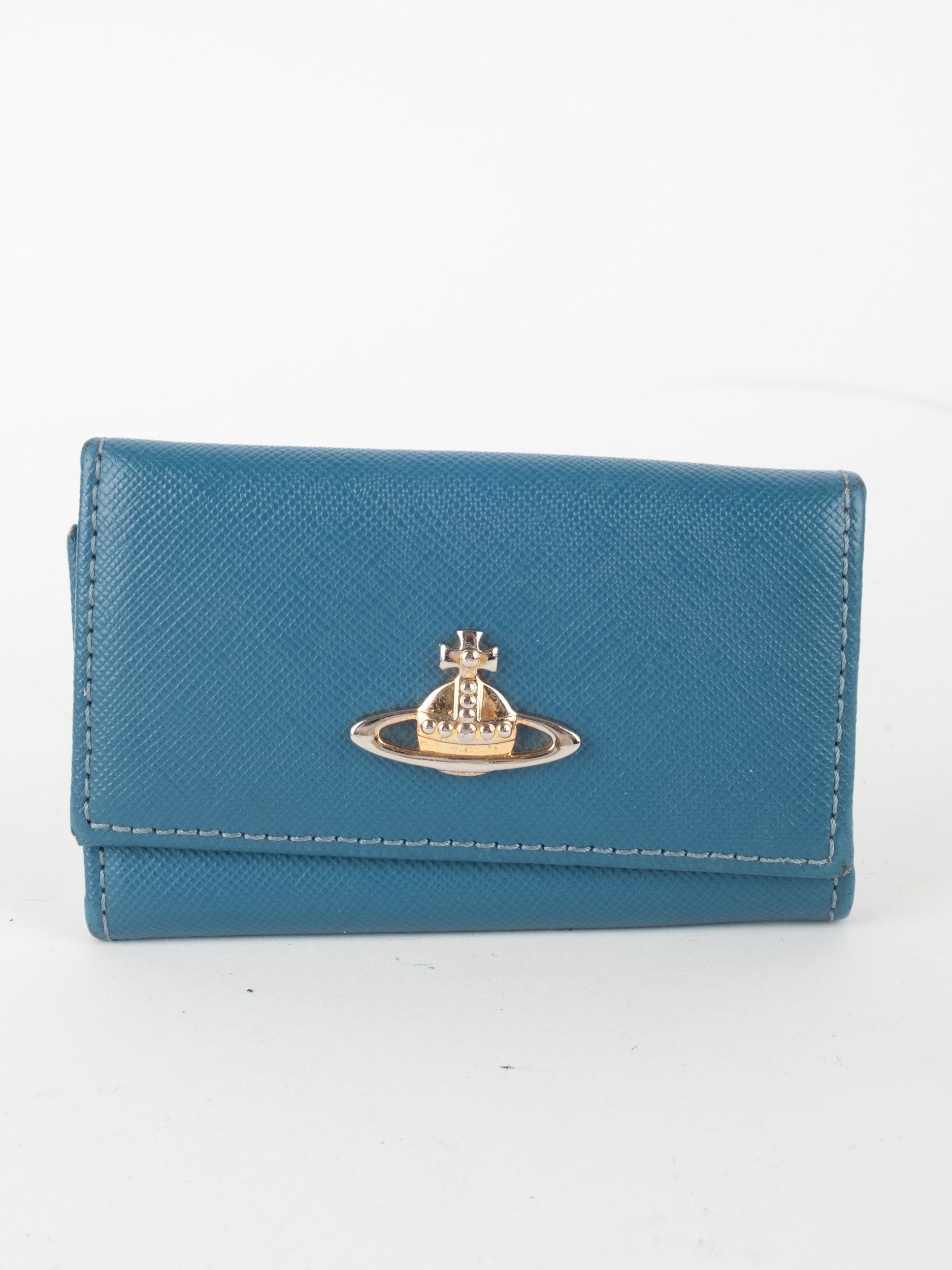 Vivienne Westwood Vintage Leather Key Case Blue Orb Logo