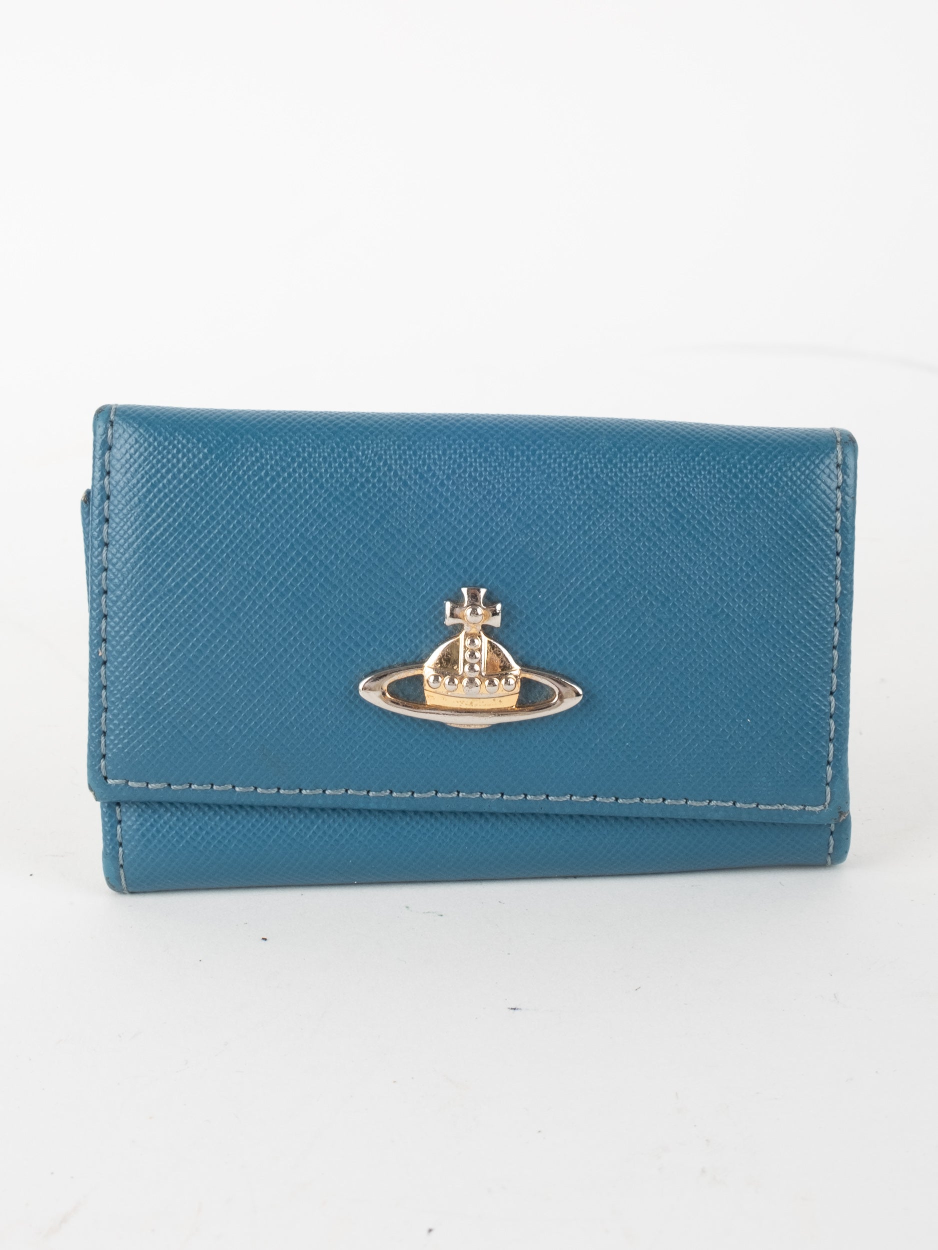 Vivienne Westwood Vintage Leather Key Case Blue Orb Logo