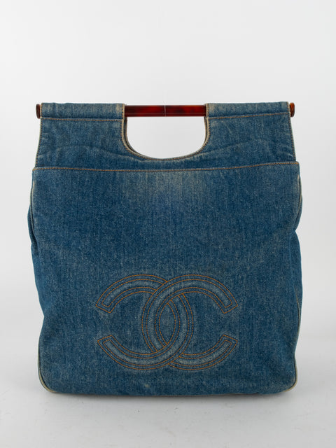 CHANEL Denim CC Top Handle - קארל לגרפלד 2000' - נדיר מאוד להשגה