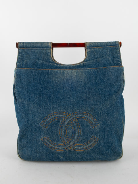 CHANEL Denim CC Top Handle - קארל לגרפלד 2000' - נדיר מאוד להשגה