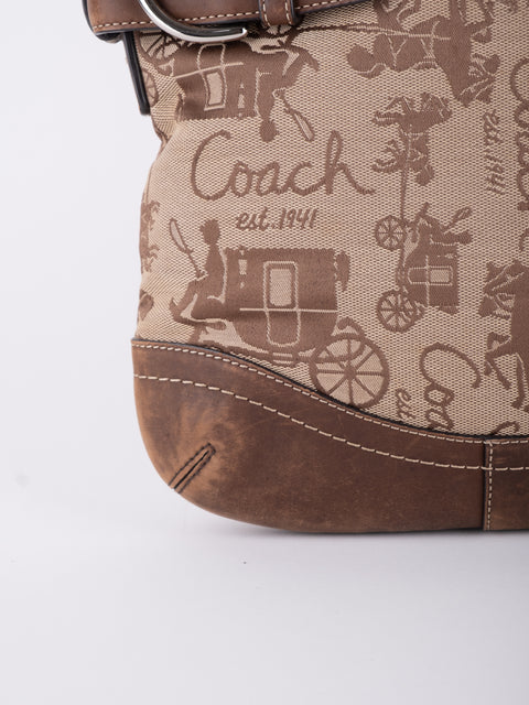 COACH Vintage Script Print Bucket Shoulder Bag