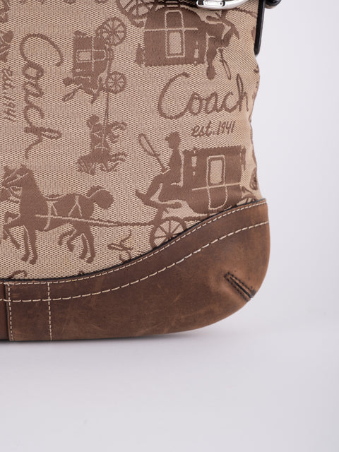 COACH Vintage Script Print Bucket Shoulder Bag
