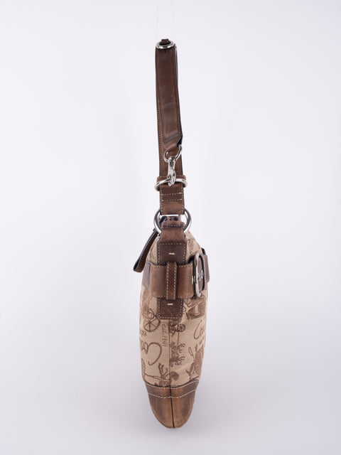 COACH Vintage Script Print Bucket Shoulder Bag