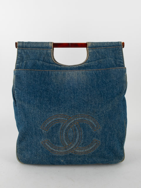 CHANEL Denim CC Top Handle - קארל לגרפלד 2000' - נדיר מאוד להשגה