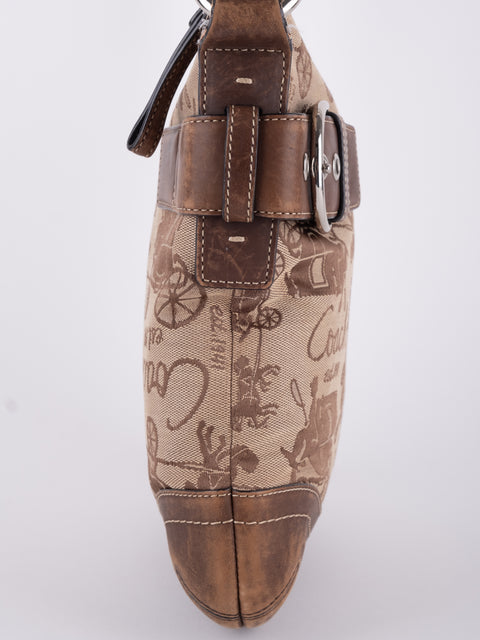 COACH Vintage Script Print Bucket Shoulder Bag