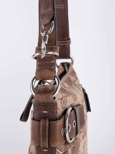 COACH Vintage Script Print Bucket Shoulder Bag