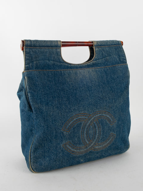 CHANEL Denim CC Top Handle - קארל לגרפלד 2000' - נדיר מאוד להשגה