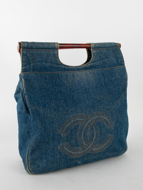 CHANEL Denim CC Top Handle - קארל לגרפלד 2000' - נדיר מאוד להשגה