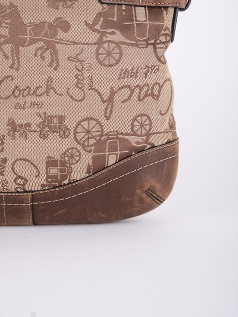 COACH Vintage Script Print Bucket Shoulder Bag