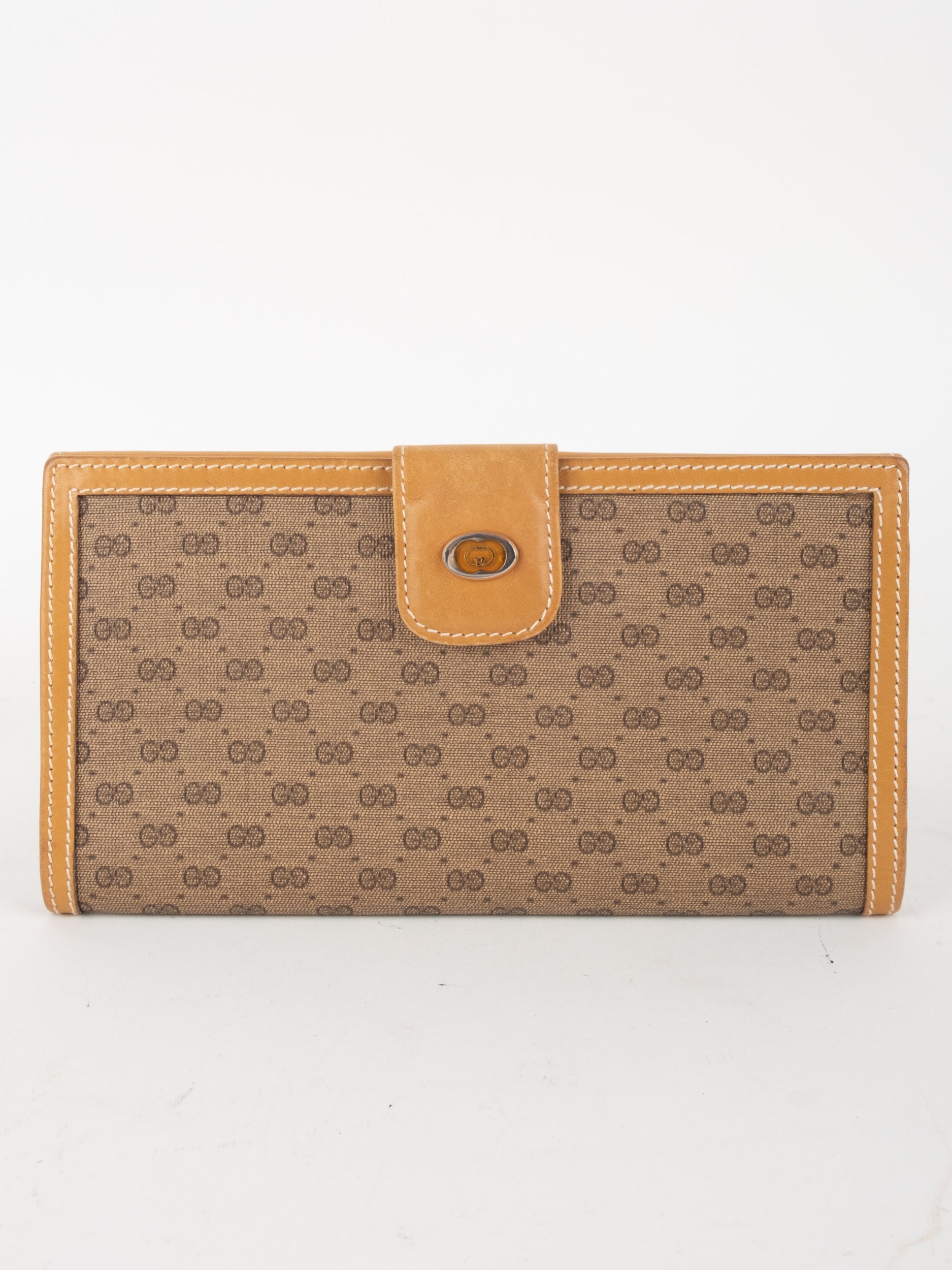 Gucci Vintage GG Canvas Wallet Beige Yellow Classic