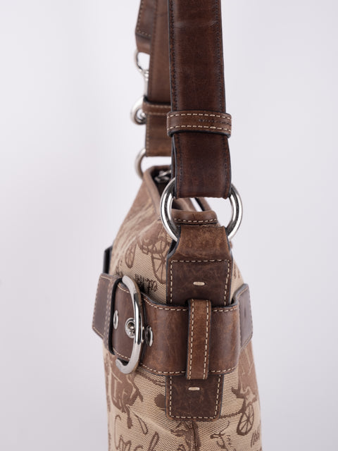 COACH Vintage Script Print Bucket Shoulder Bag