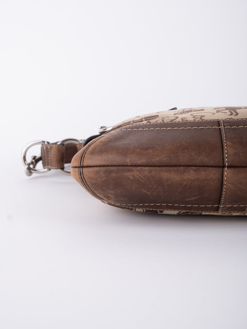 COACH Vintage Script Print Bucket Shoulder Bag