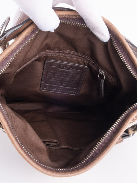 COACH Vintage Script Print Bucket Shoulder Bag