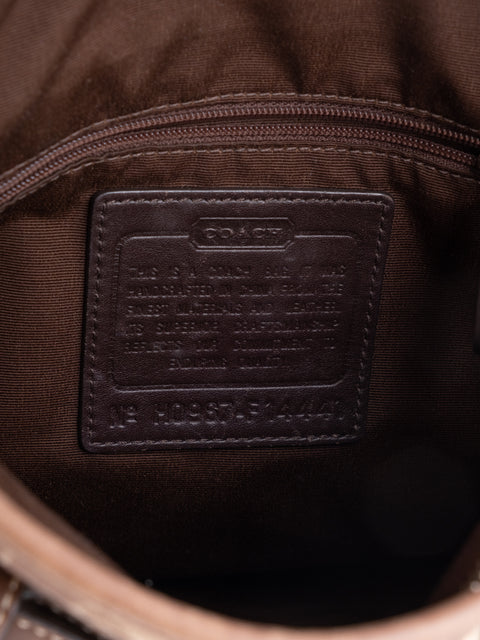COACH Vintage Script Print Bucket Shoulder Bag
