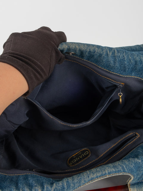 CHANEL Denim CC Top Handle - קארל לגרפלד 2000' - נדיר מאוד להשגה