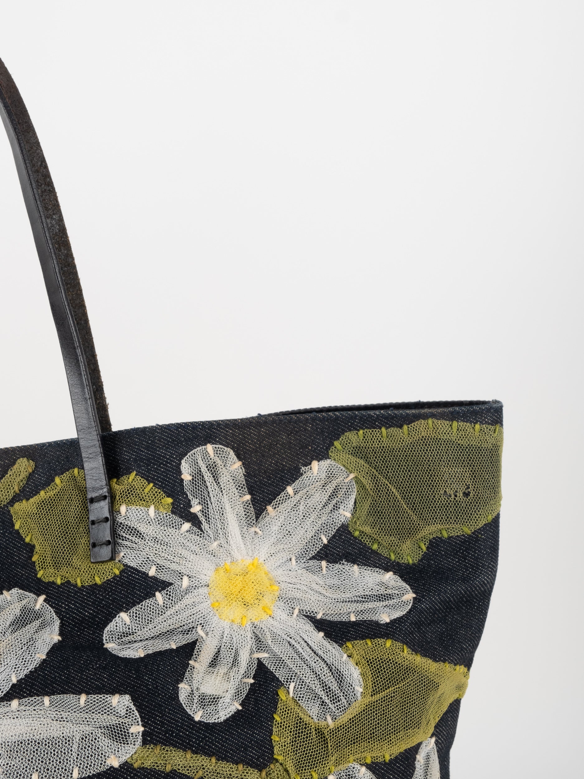 Fendi Denim Flower Embroidered Tote Bag - נדיר מאוד להשגה