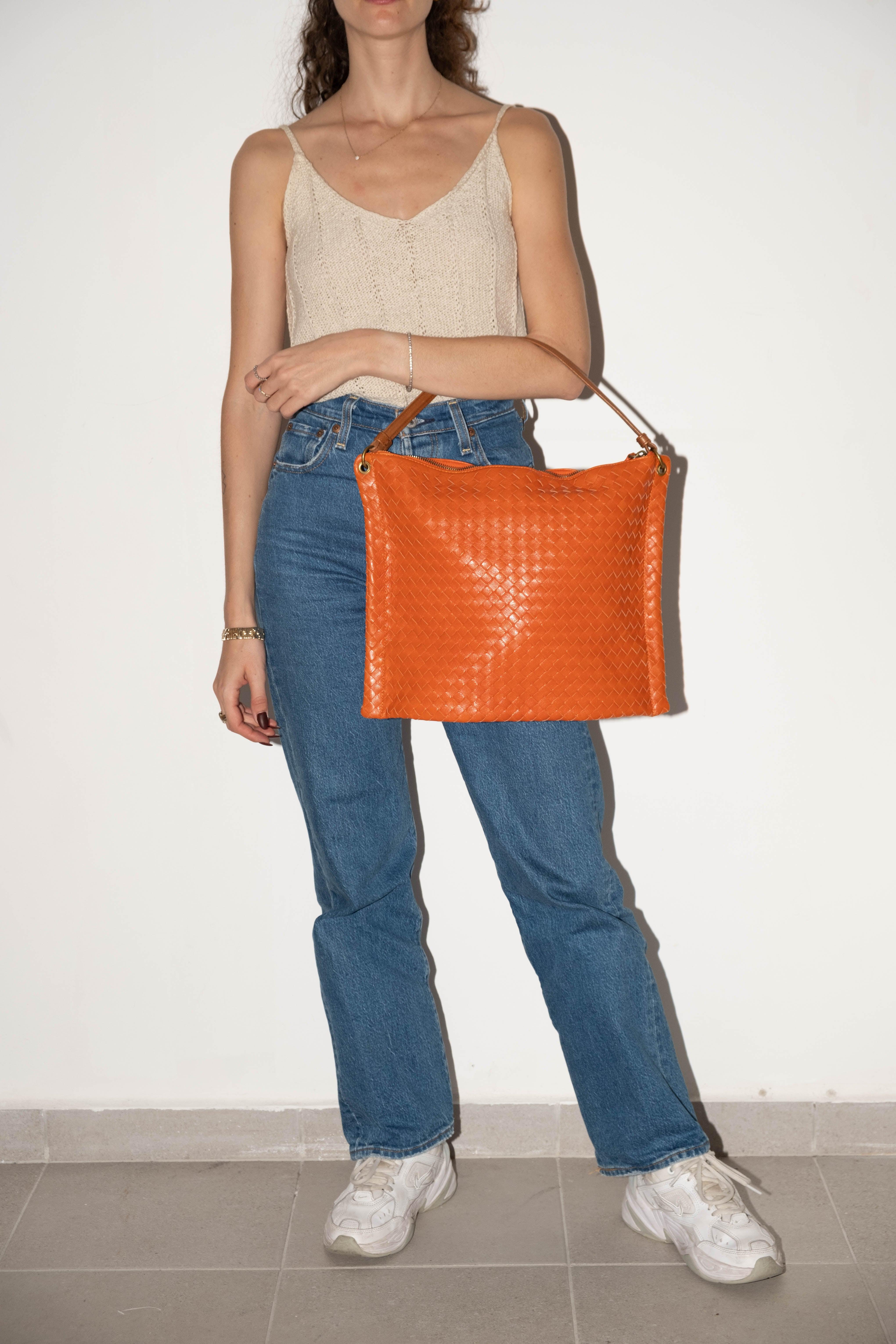Intrecciato Shoulder Bag Orange - Volver
