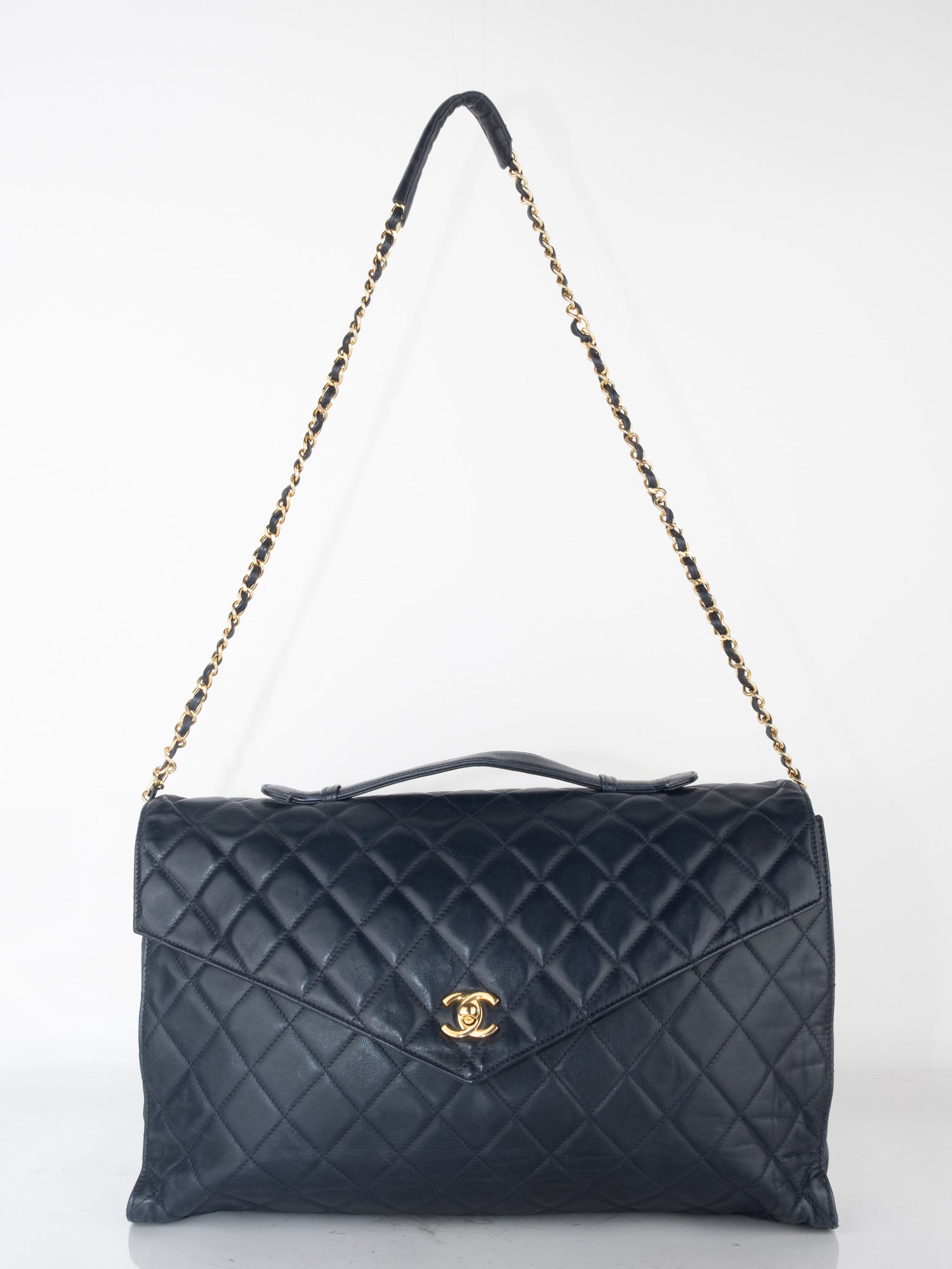 CHANEL Lambskin Quilted Shoulder Bag Black