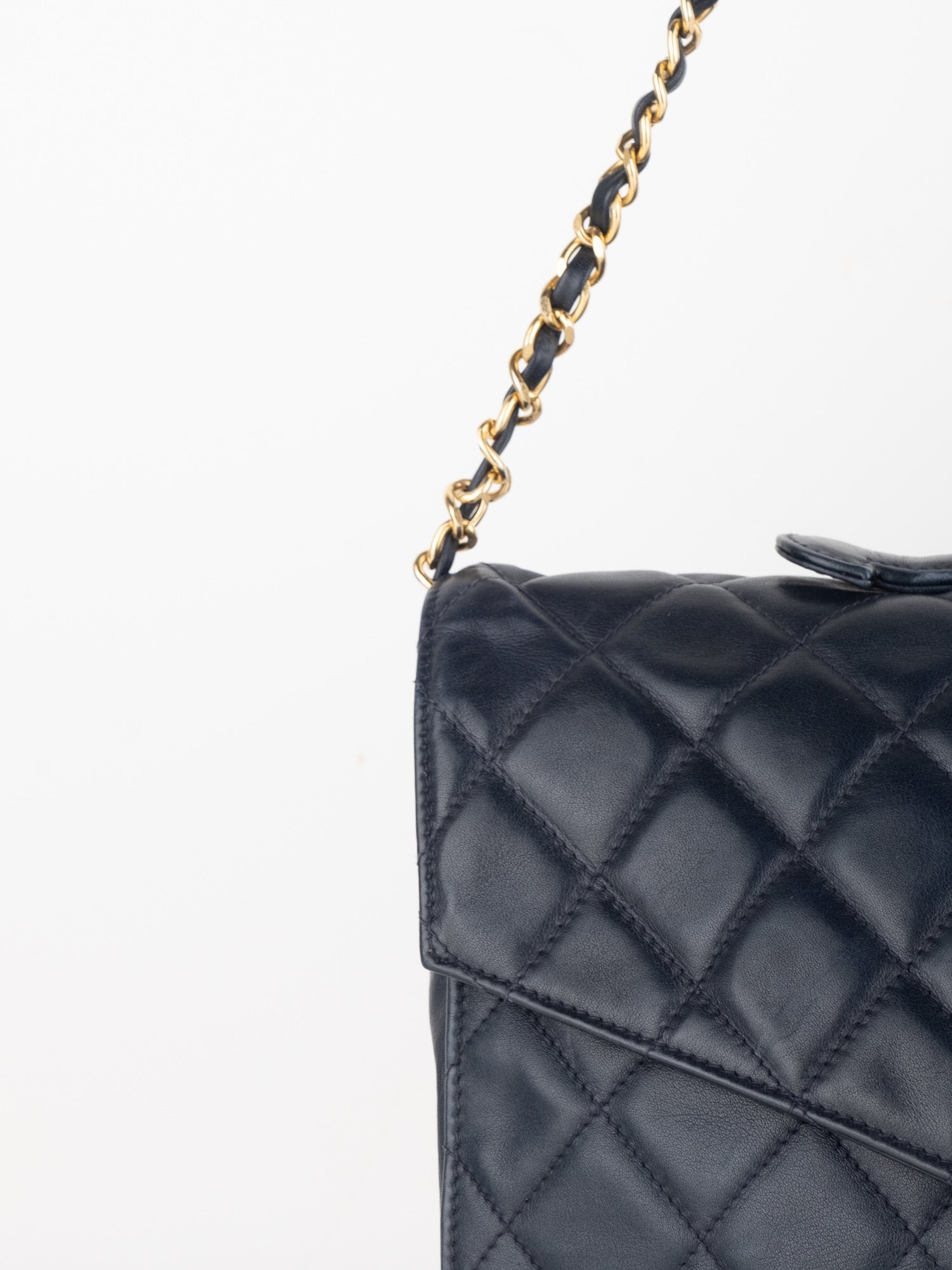 CHANEL Lambskin Quilted Shoulder Bag Black
