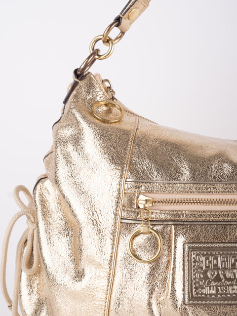 COACH Vintage Metallic Gold Hobo Bag נדיר להשגה