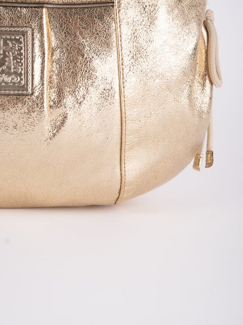 COACH Vintage Metallic Gold Hobo Bag נדיר להשגה