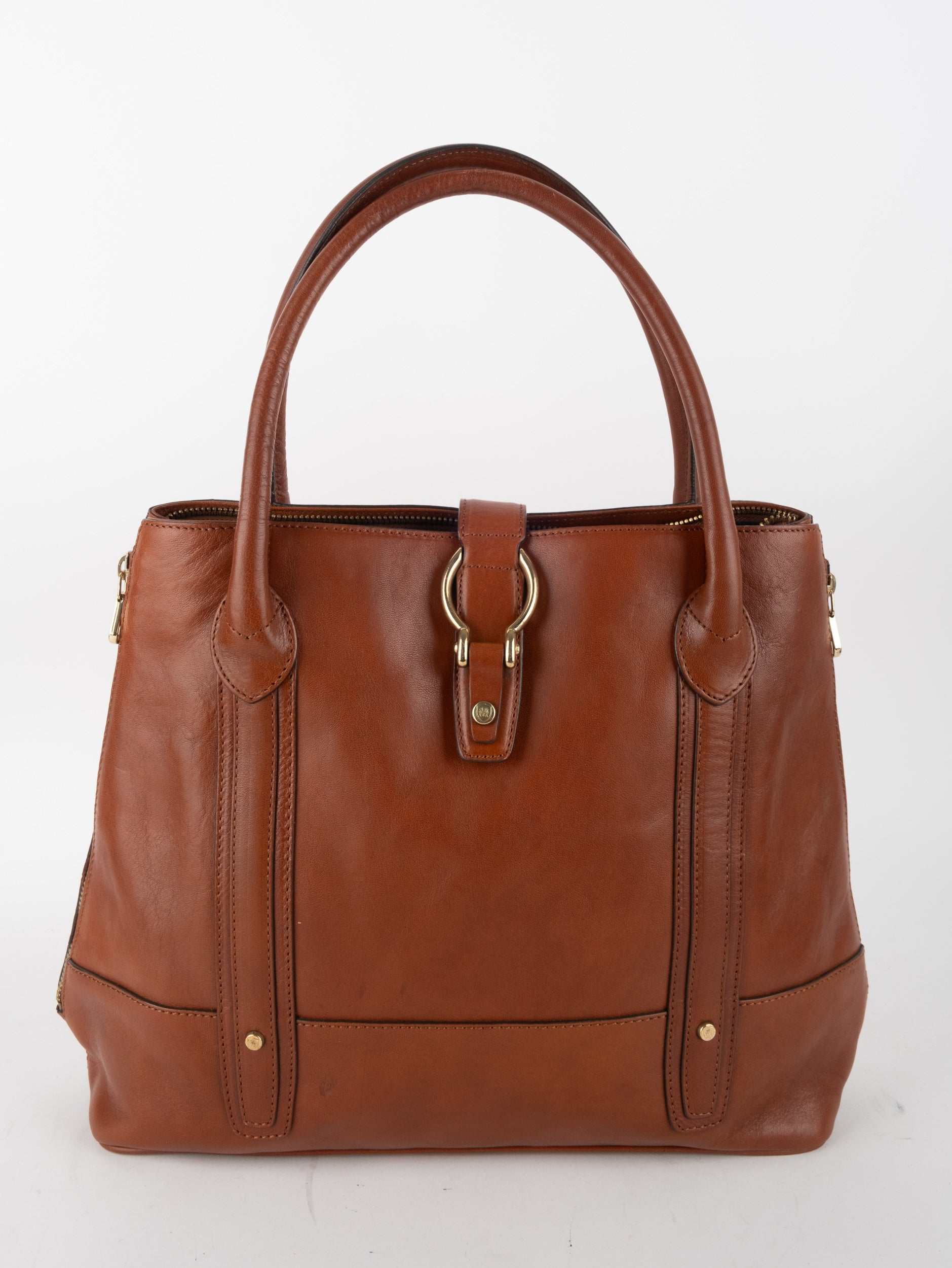 Massimo Dutti Leather Tote Bag Classic Structure