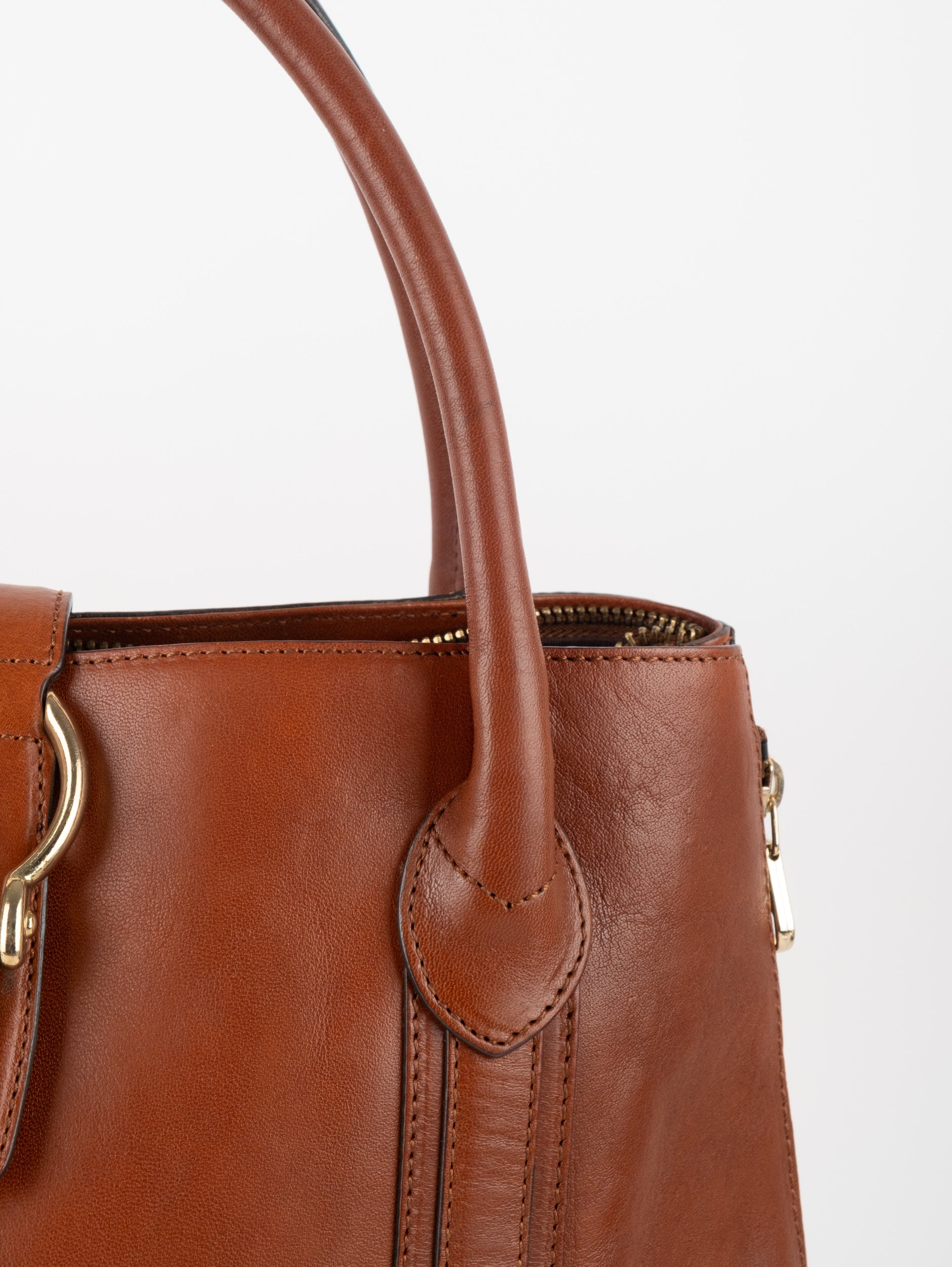 Massimo Dutti Leather Tote Bag Classic Structure