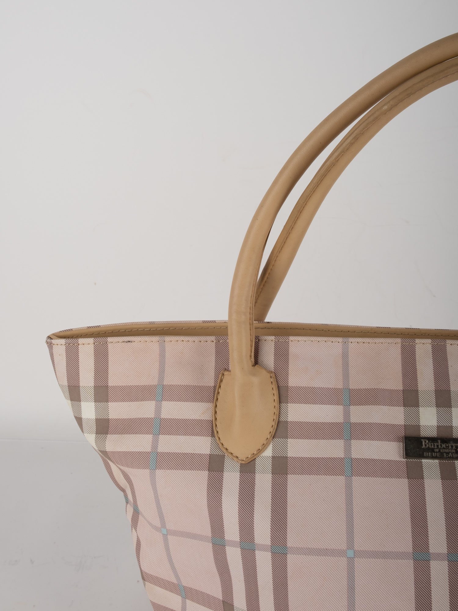 Burberry Pink Check Tote with Beige Handles
