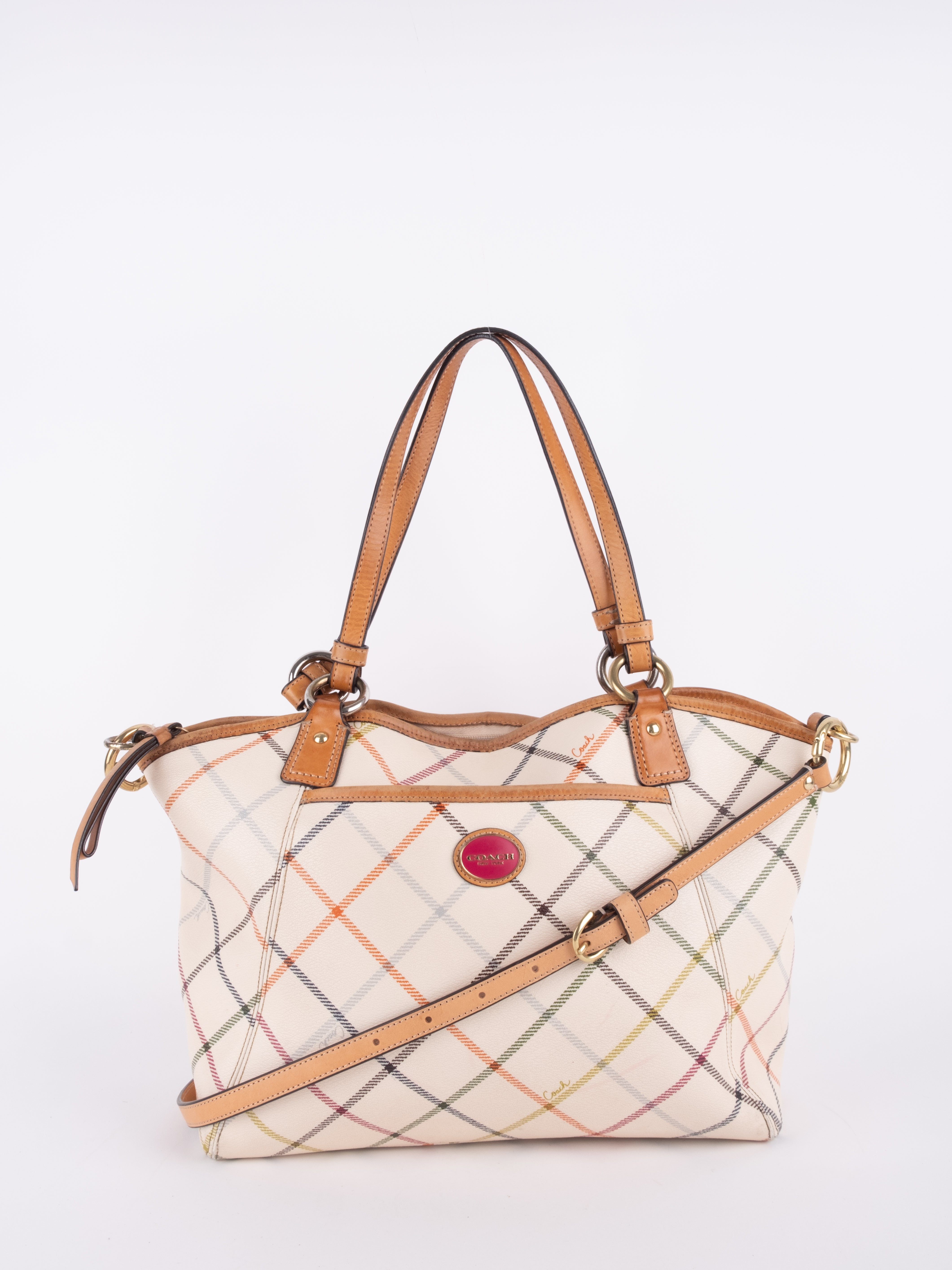Coach Signature Plaid Tote Bag