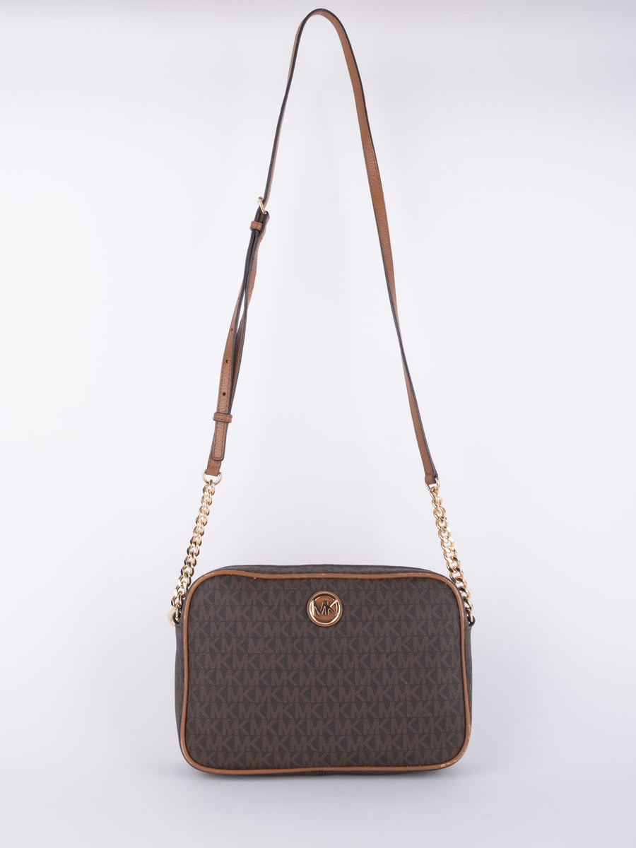 MICHAEL KORS Brown Monogram Crossbody Bag
