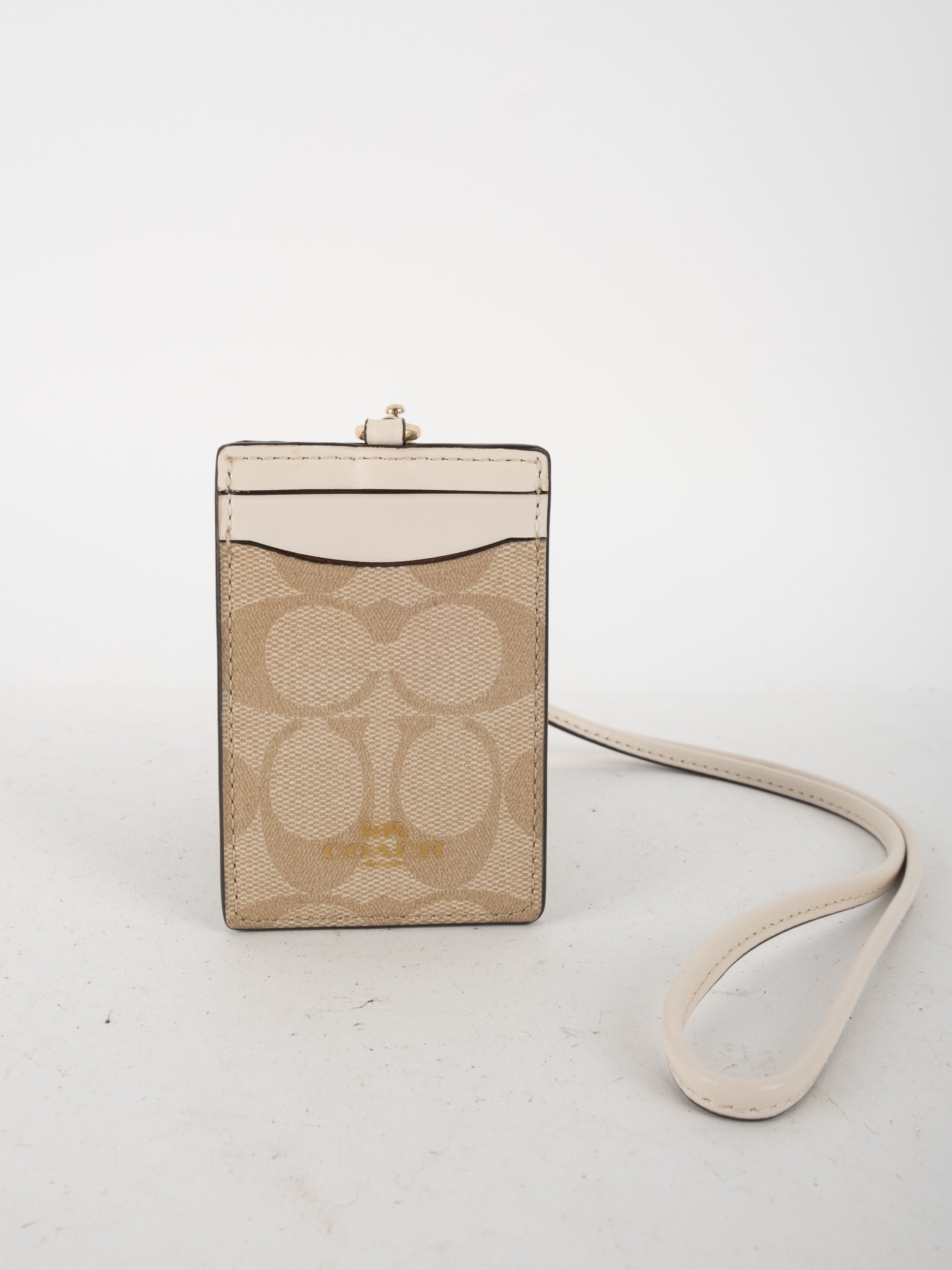 COACH Signature Canvas Card Holder with Lanyard