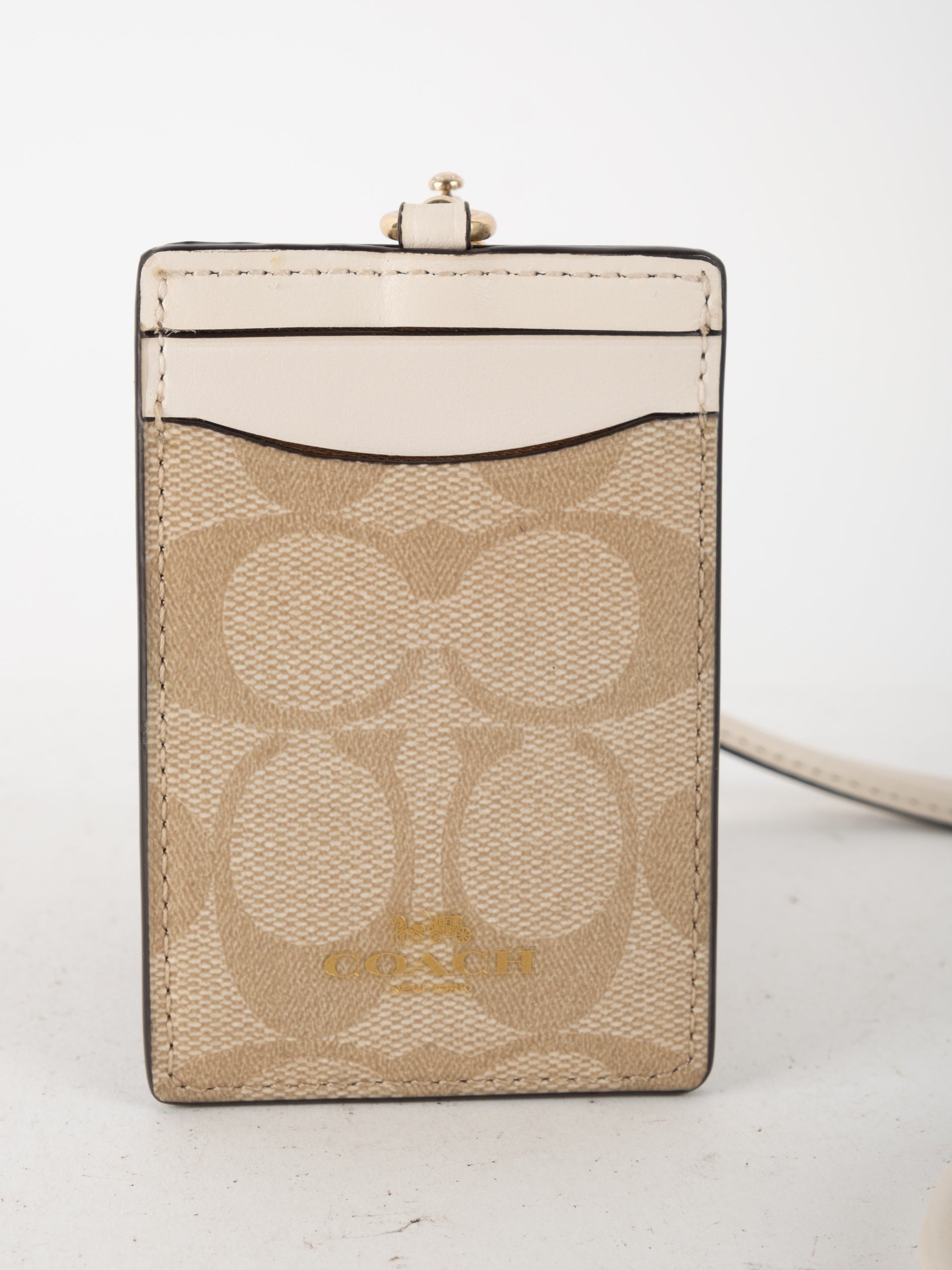 COACH Signature Canvas Card Holder with Lanyard