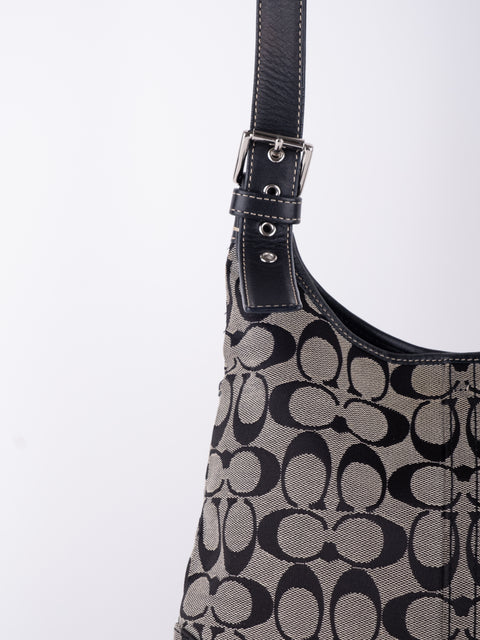 COACH Vintage Black Signature Crossbody Bag
