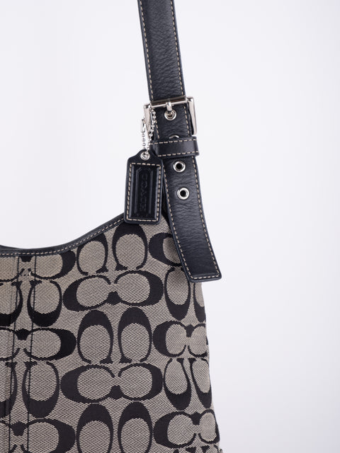 COACH Vintage Black Signature Crossbody Bag