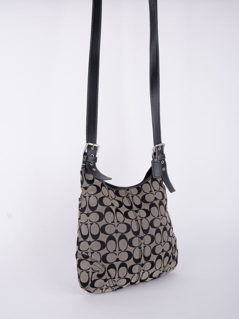 COACH Vintage Black Signature Crossbody Bag