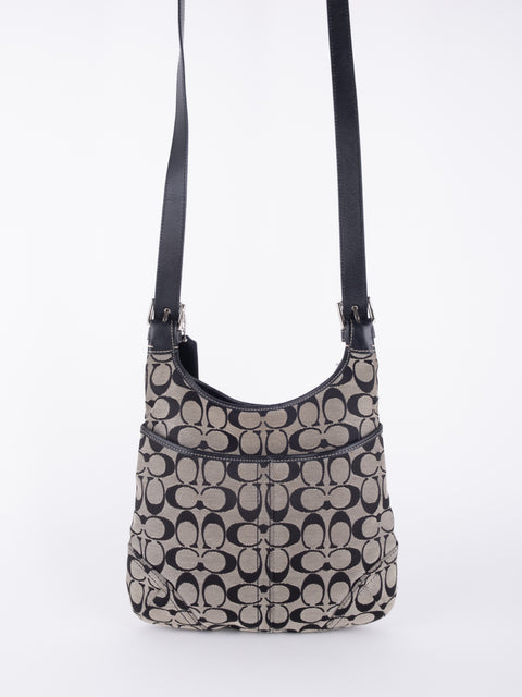 COACH Vintage Black Signature Crossbody Bag