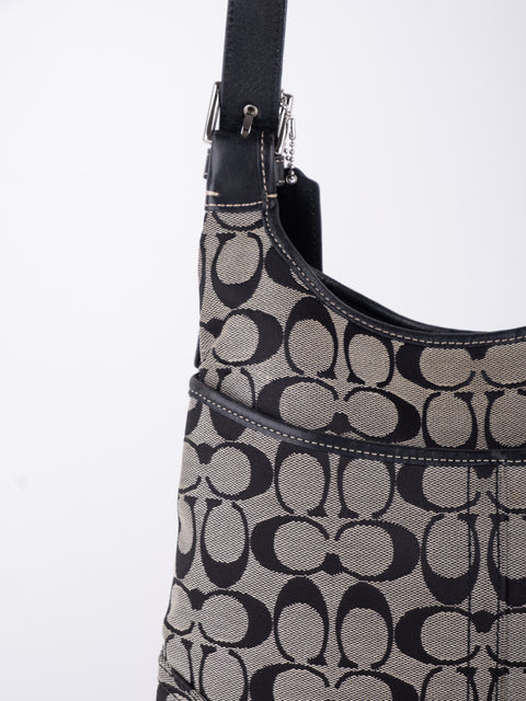 COACH Vintage Black Signature Crossbody Bag
