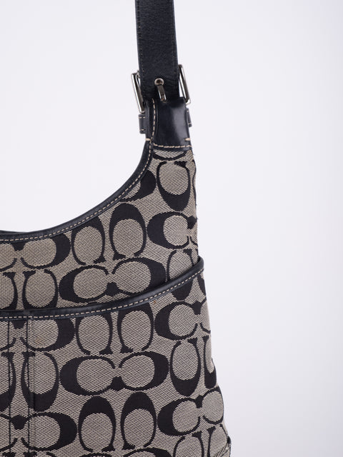 COACH Vintage Black Signature Crossbody Bag