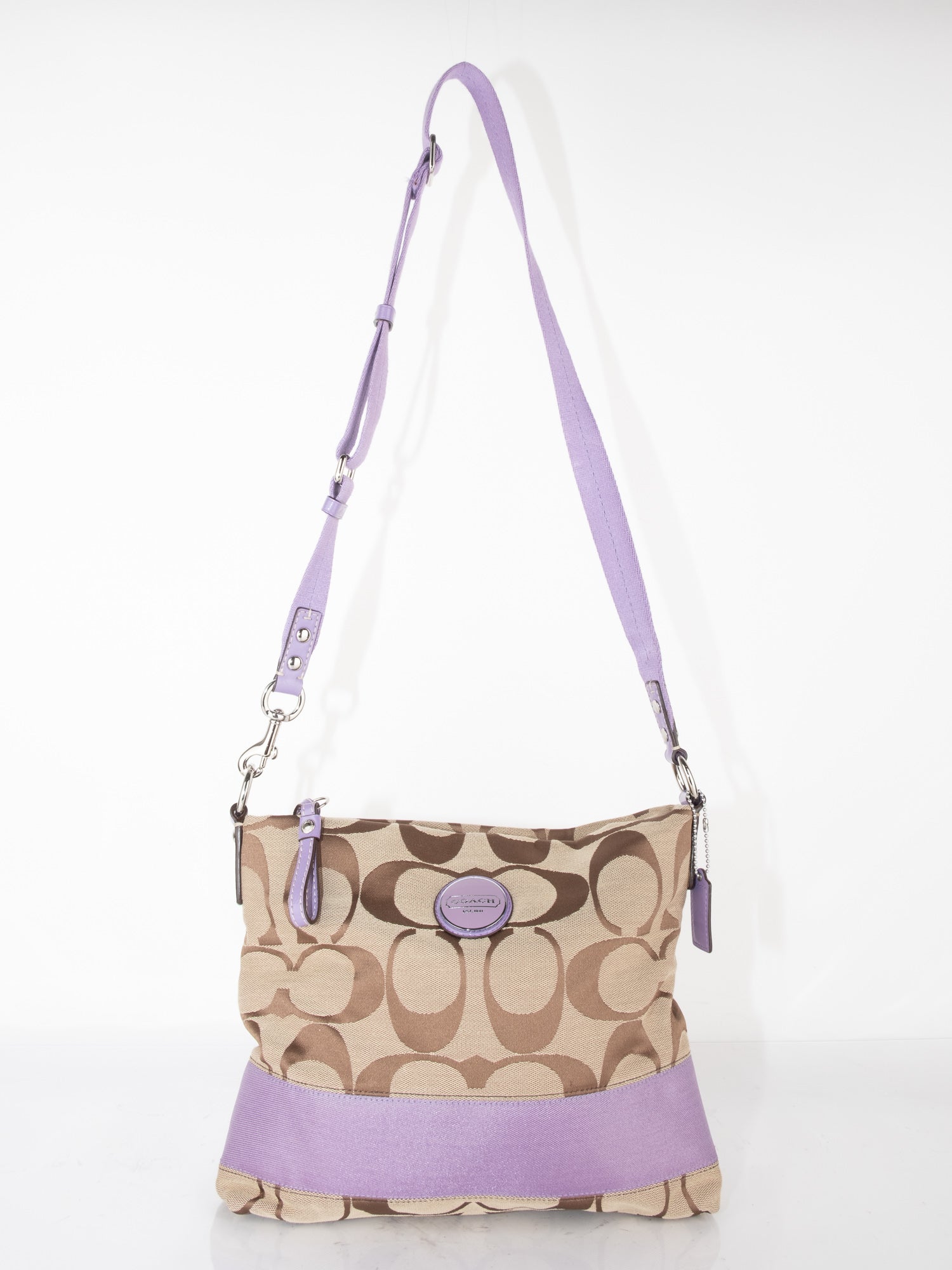 Coach Crossbody Canvas Bag with Lilac Strap