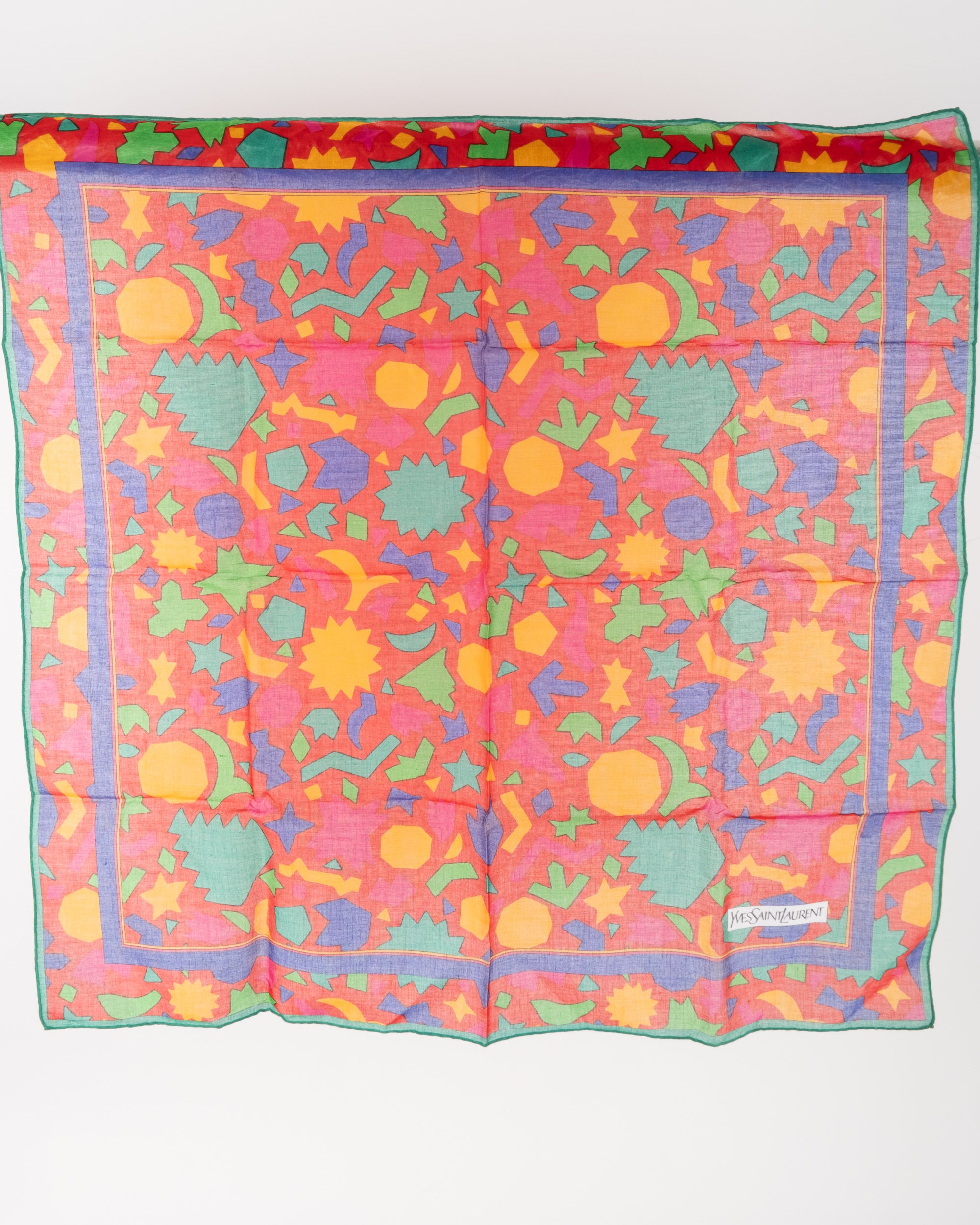 Yves Saint Laurent Vintage Cotton Scarf Abstract Floral