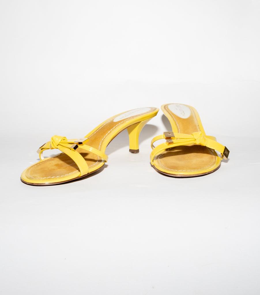 Yellow Leather Sliders - Volver