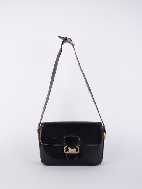 CELINE Vintage Black Leather Shoulder Bag סופר וינטג׳