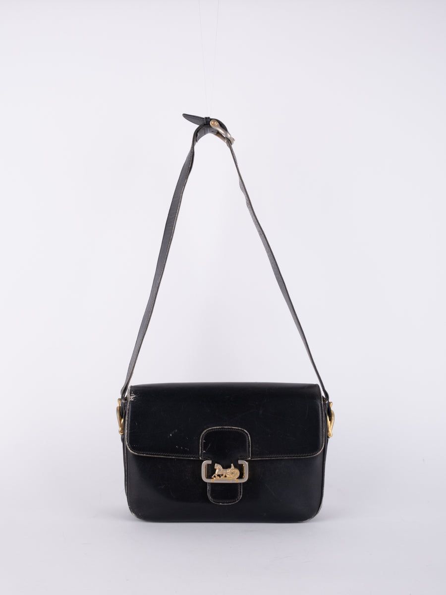 CELINE Vintage Black Leather Shoulder Bag סופר וינטג׳