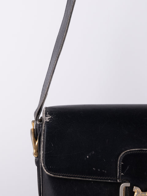 CELINE Vintage Black Leather Shoulder Bag סופר וינטג׳