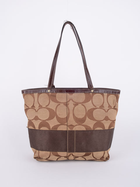 COACH Vintage Signature Brown Trim Tote Bag