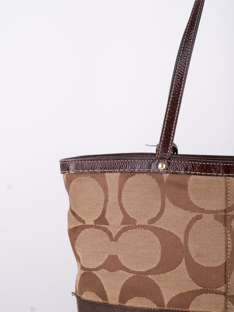 COACH Vintage Signature Brown Trim Tote Bag