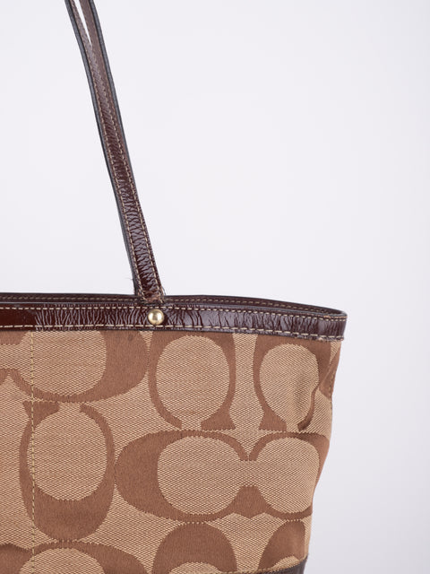 COACH Vintage Signature Brown Trim Tote Bag