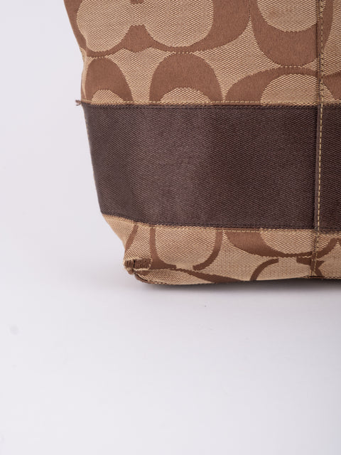 COACH Vintage Signature Brown Trim Tote Bag